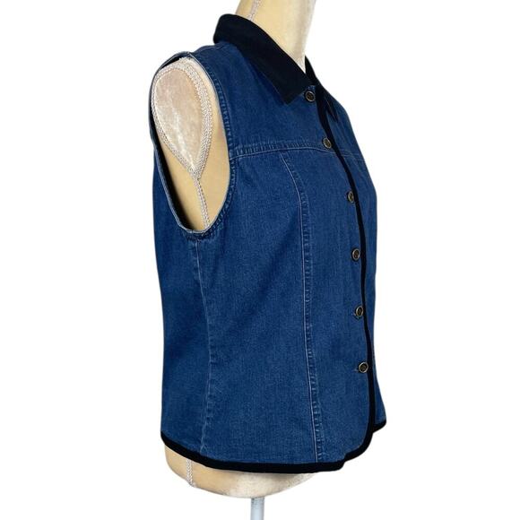 Talbots Button Front Denim Vest Blue Small Y2K Classic Professional Vintage Y2K - Picture 5 of 8